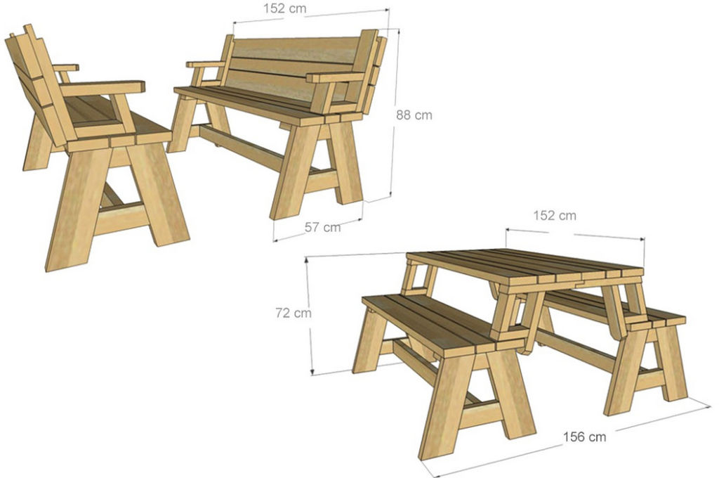 Стол или 2 скамьи