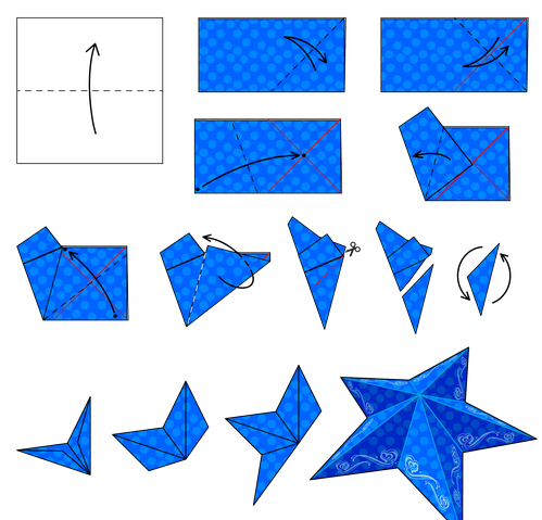 Схема изготовления звезды-светильника из бумаги