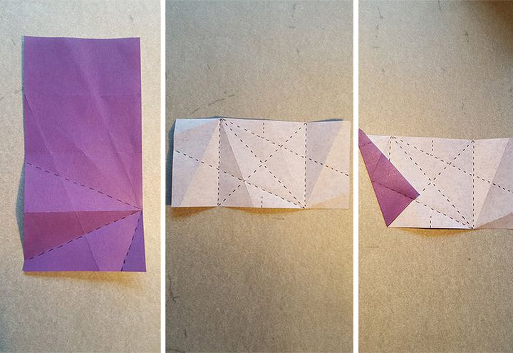 Схема выполнения кусудамы розовый кварц из бумаги 