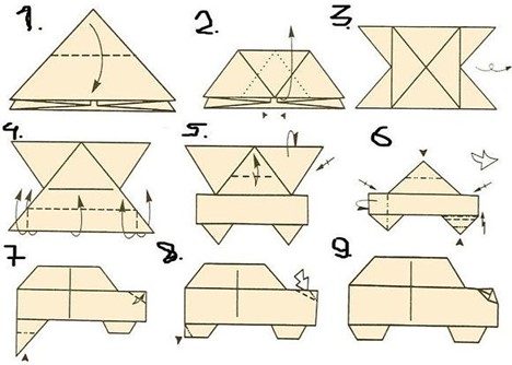 Оригами машина: варианты создания бумажных поделок со схемами и описаниями + 73 фото