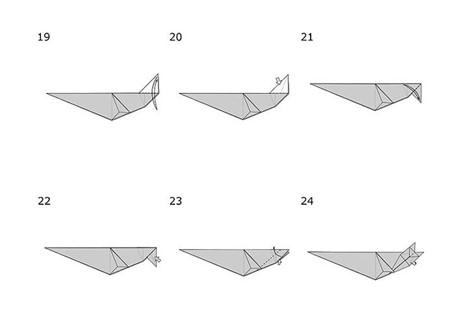 пошаговая сборка оригами 3D дельфинчика - шаги 19-24
