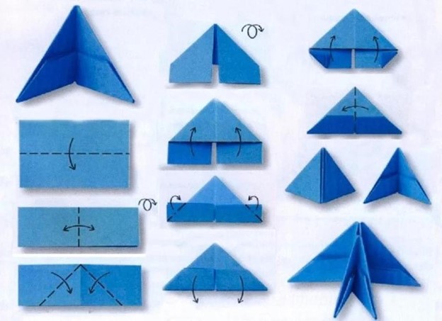 оригами модульного дельфина из 138 модулей 