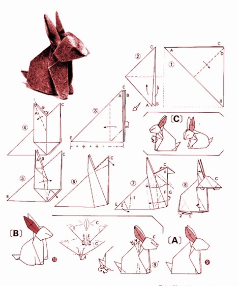 Оригами заяц: поделки из бумаги с подробным описанием сборки + 56 фото